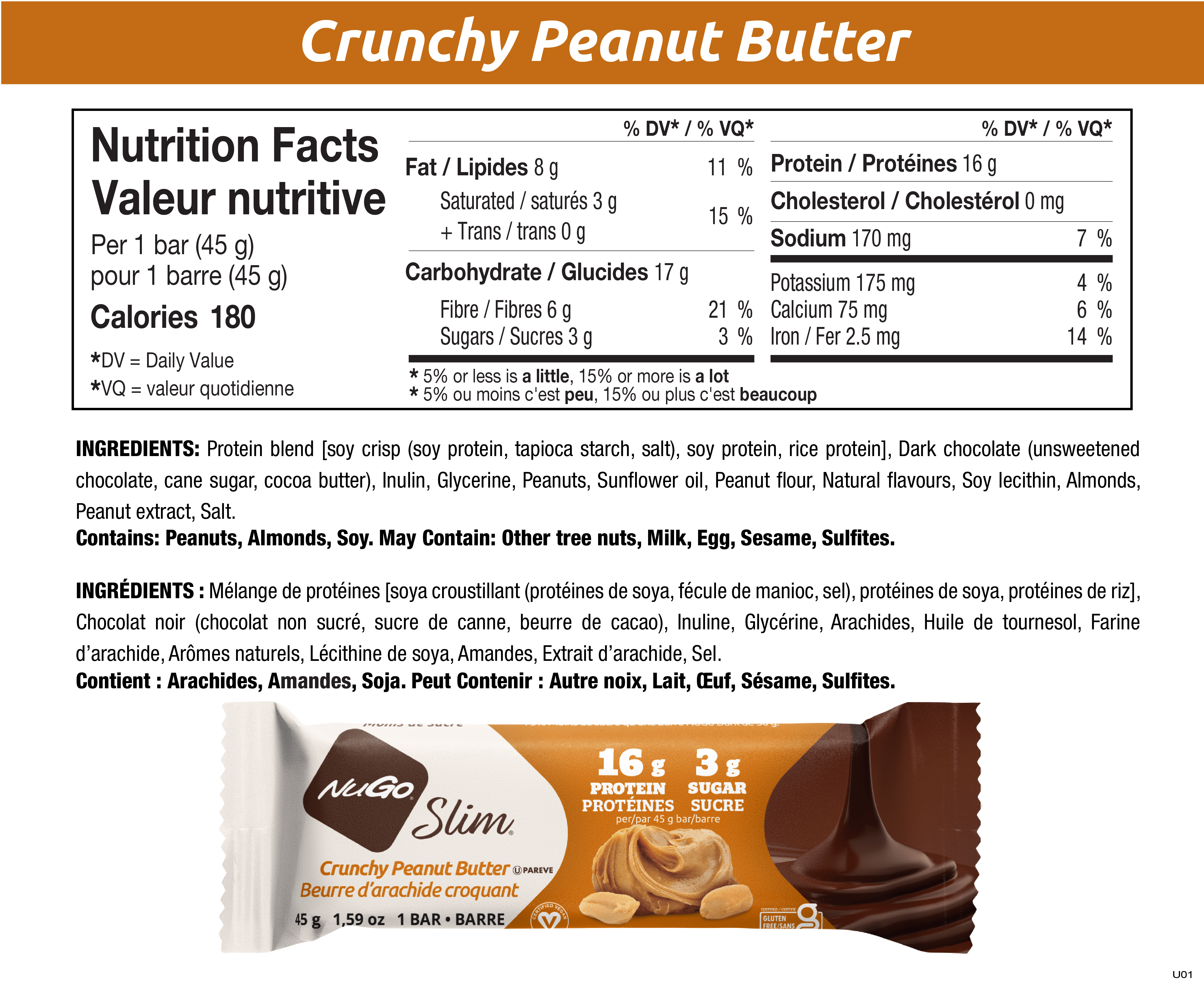 Slim Crunchy Peanut Butter Nutrition Facts and Ingredeints